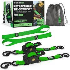 2" x 10' Retractable Ratchet Straps (2-Pack / Green)